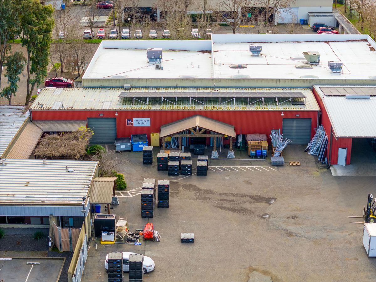 Aerial of the rear yard and loading area